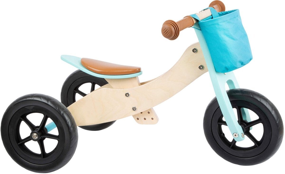 Small Foot - Houten Driewieler en Loopfiets 2in1 Maxi Turquoise
