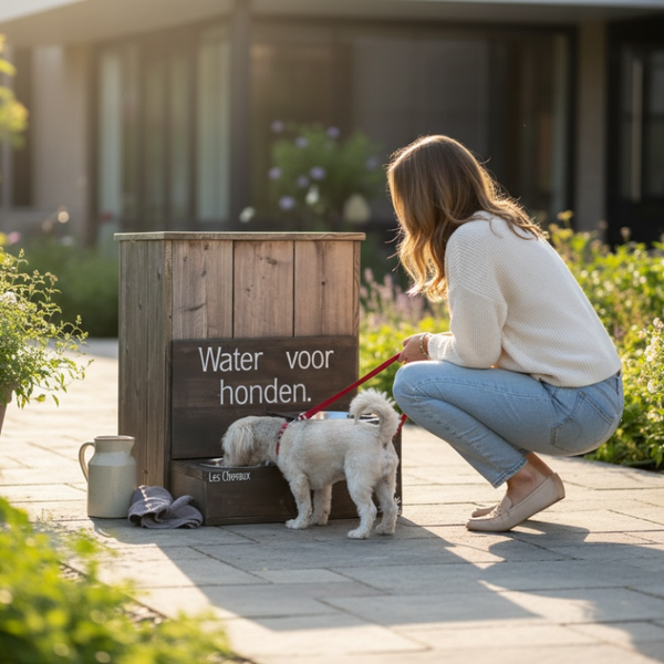 Luxe drinkbak – geschikt voor hondvriendelijke locaties. (L) Donker Eiken