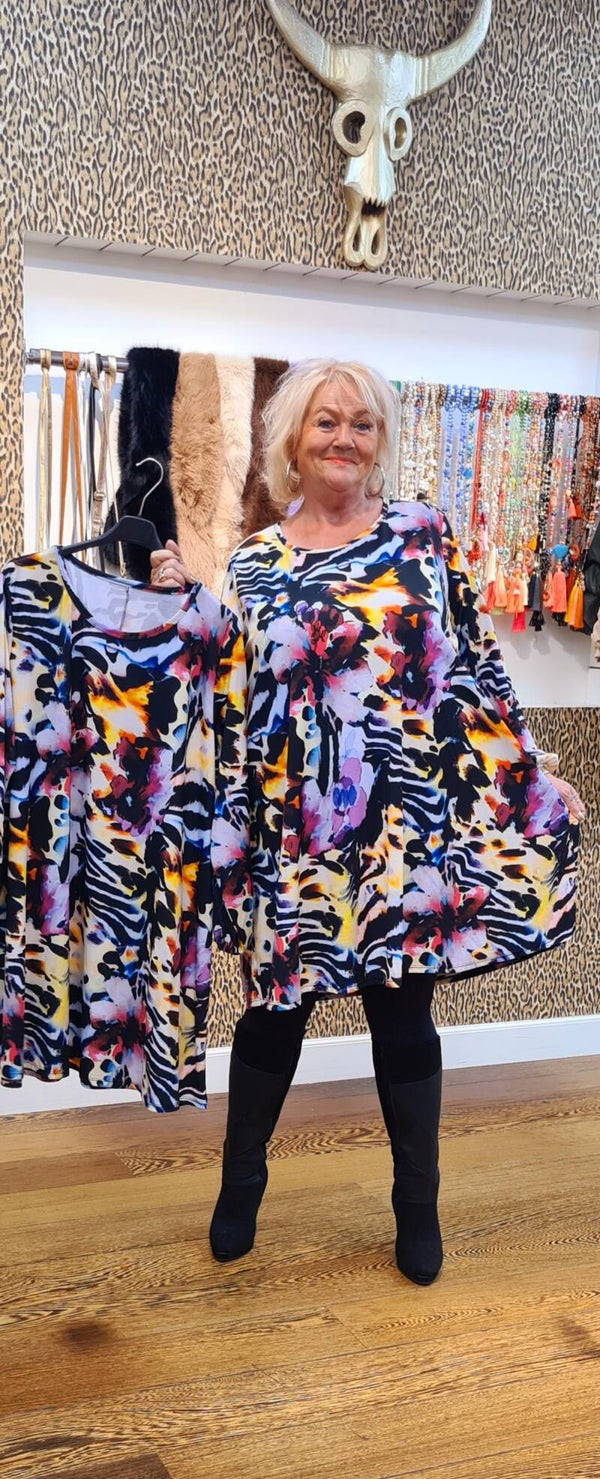 STUNTJE Dress flower zebra