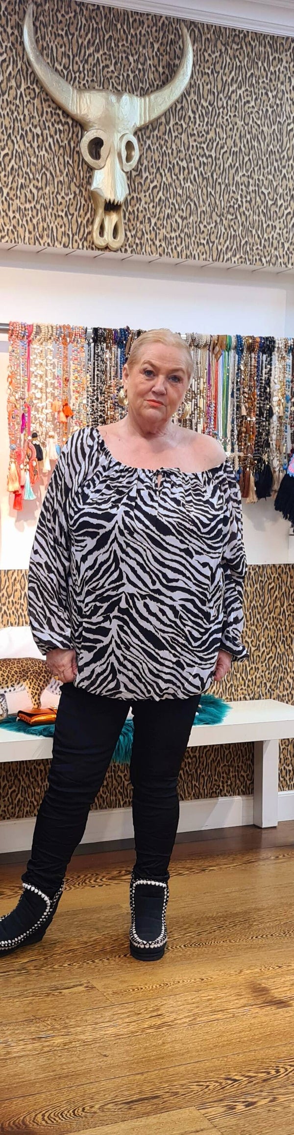 STUNTJE Ballon blouse zebra