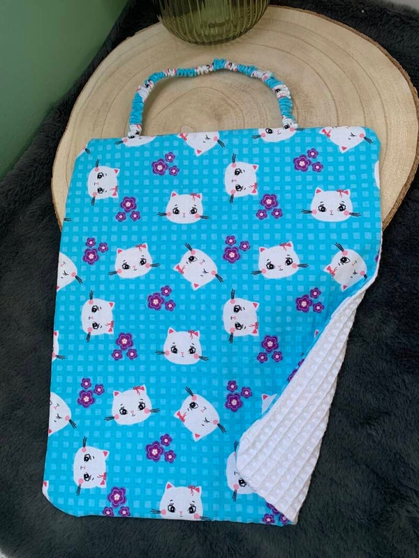 Serviette cantine chat bleu (3-6 ans)