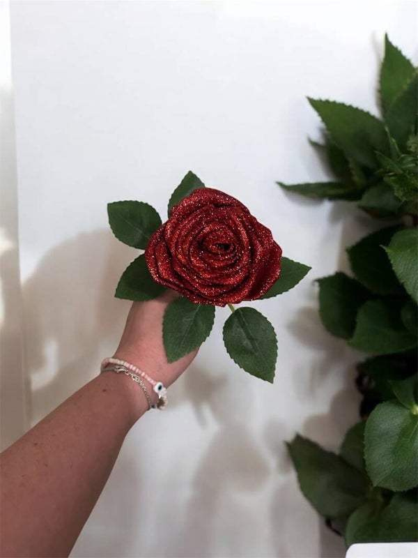 Rose éternelle avec paillettes et parfum