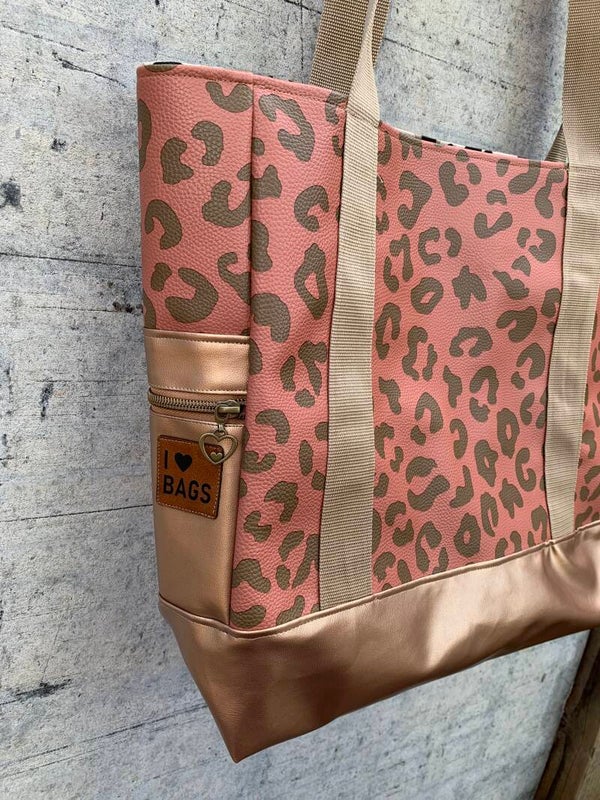 Dubbelgelukstas panter leer en canvas