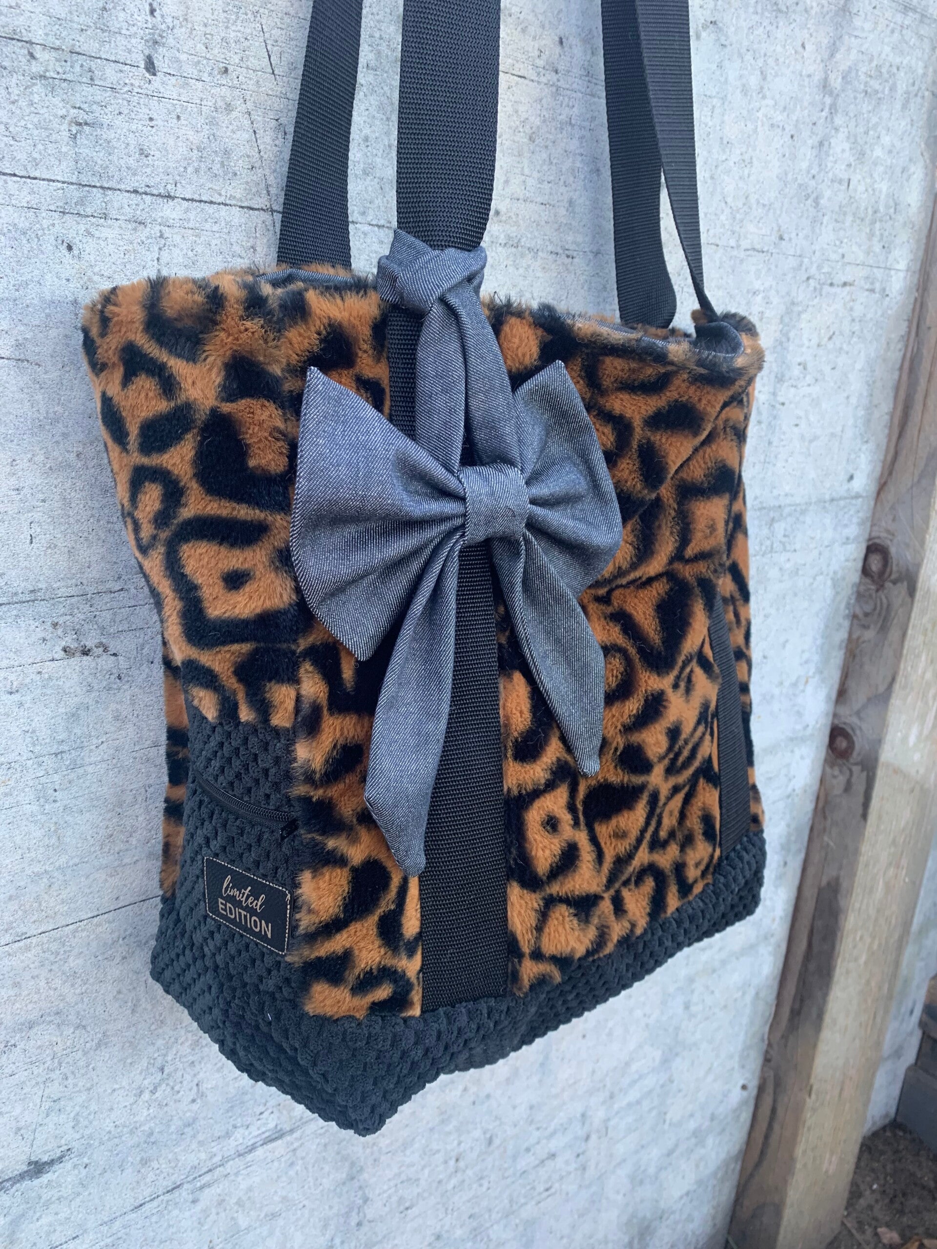 Gelukstas panter bruin/ jeans