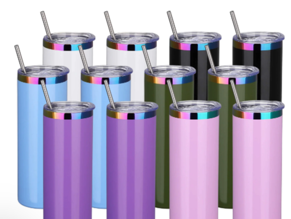 Travel Rainbow Plated Tumbler with Custom Travel Stickers – Personalized Adventure Cup 20 oz