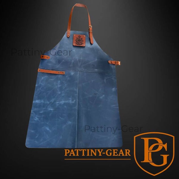 Handgemaakt leren BBQ-schort met logo