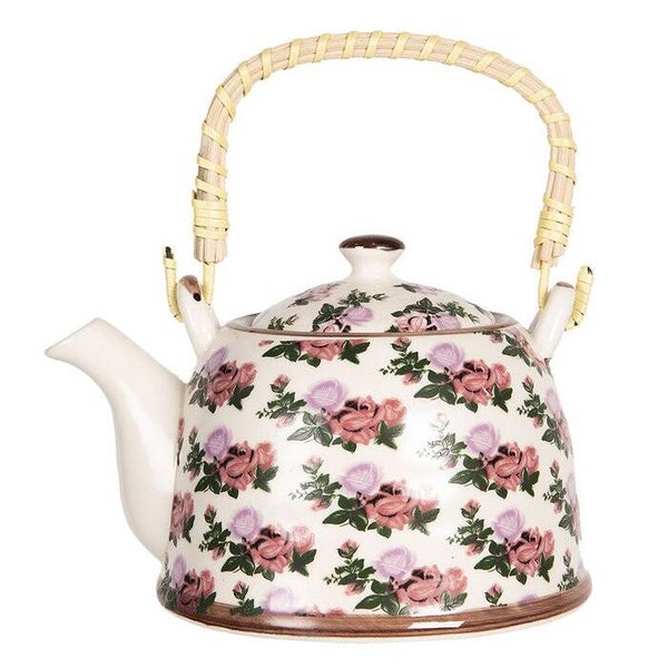 Clayre & Eef theepot met filter, beige roze