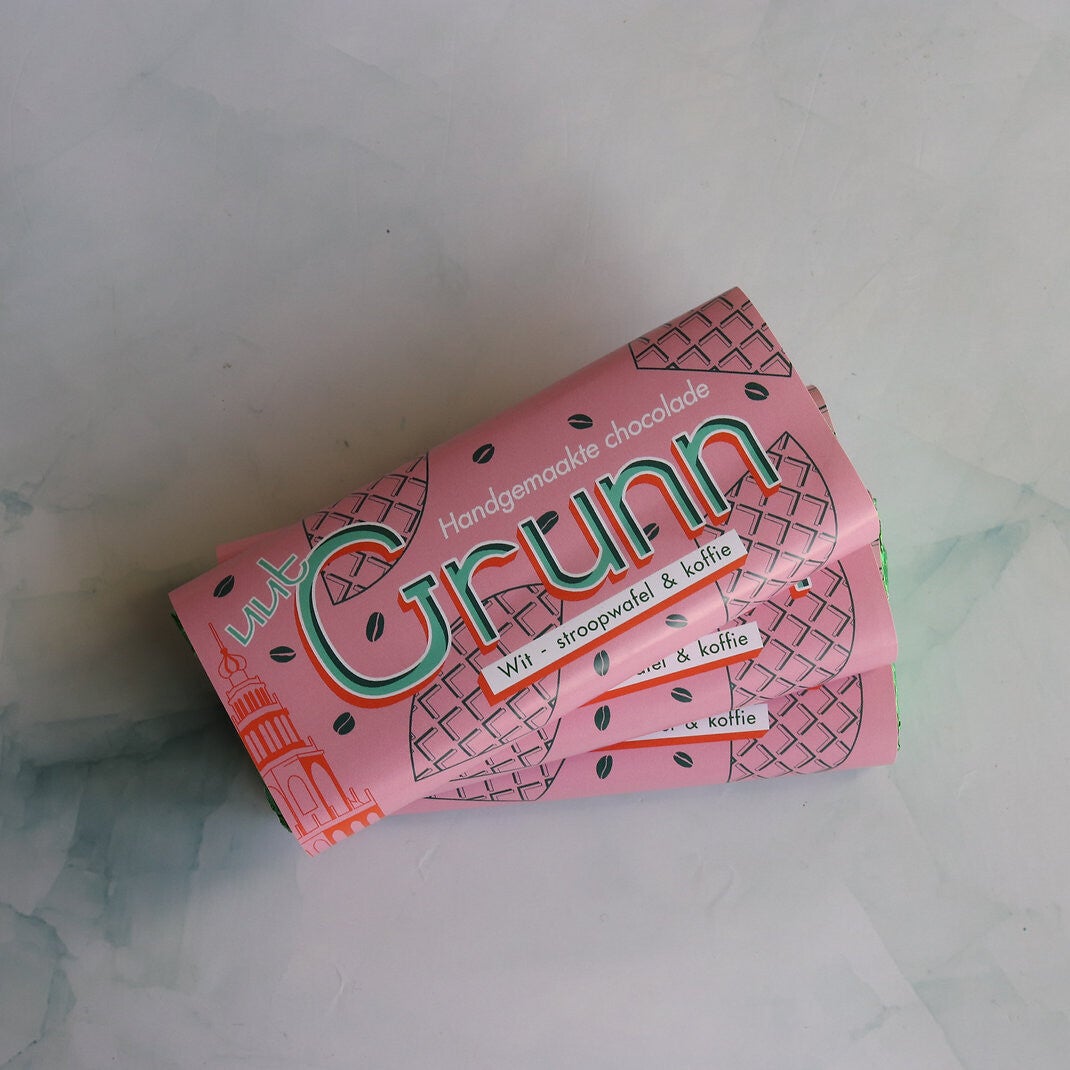 Uut Grunn witte chocoladereep met koffie en stroopwafel