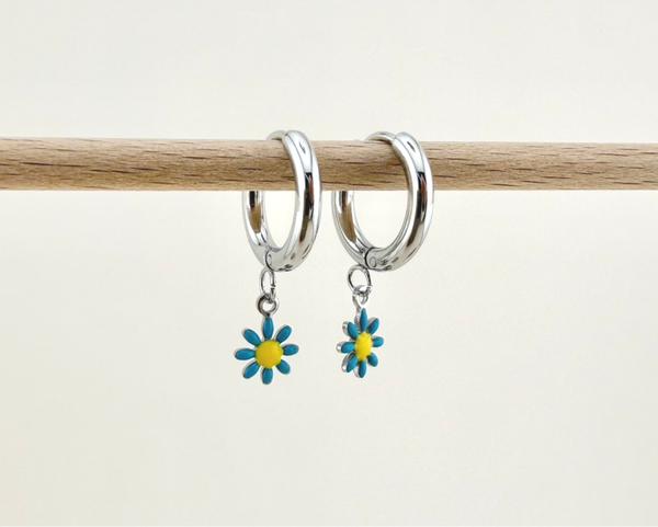 Mini créoles Margue bleu/a