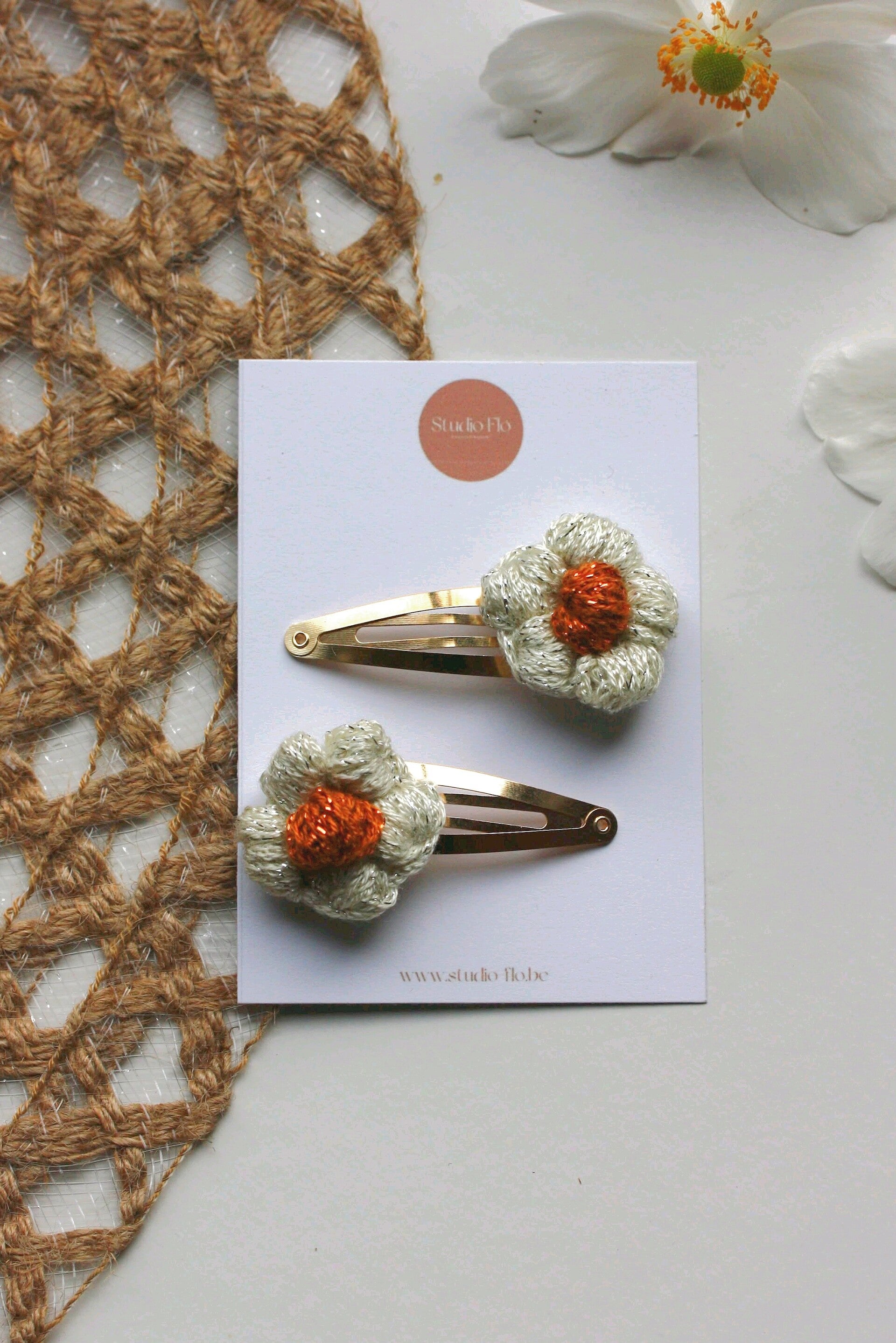 Flowers Knit Goud - klikklakspeldjes set