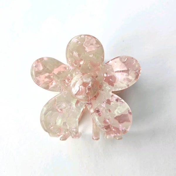 Haarclip Bloem Marmer Roze