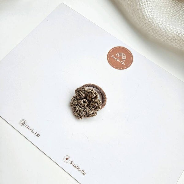 FLORA + Mini haarelastiekje Nylon Bruin/beige