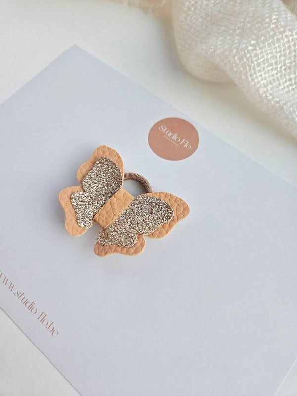 LIEN+ Mini haarelastiekje Nylon bruin/beige
