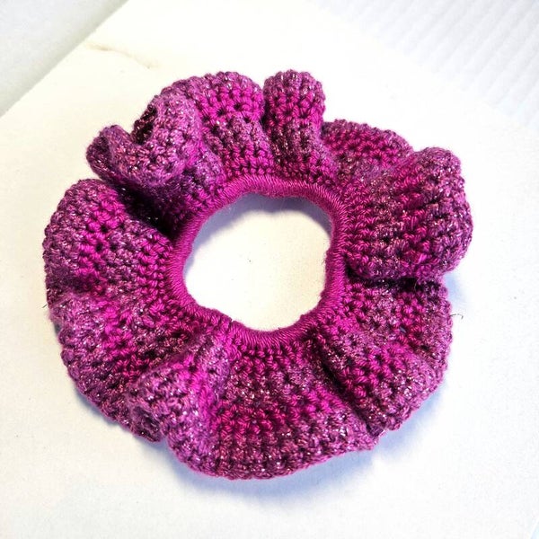 Scrunchie Crochet Roze/Glitter