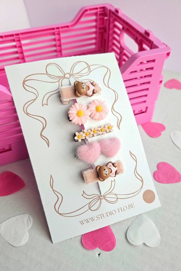 Setje Noé Roze - Alligatorclipjes