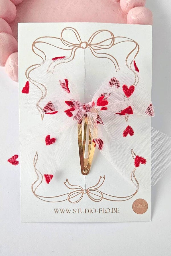 Strik Leontine Rood - klikklakspeldje & haarelastiekje