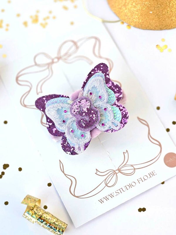 Verjaardagsbutton Vlinder Paars