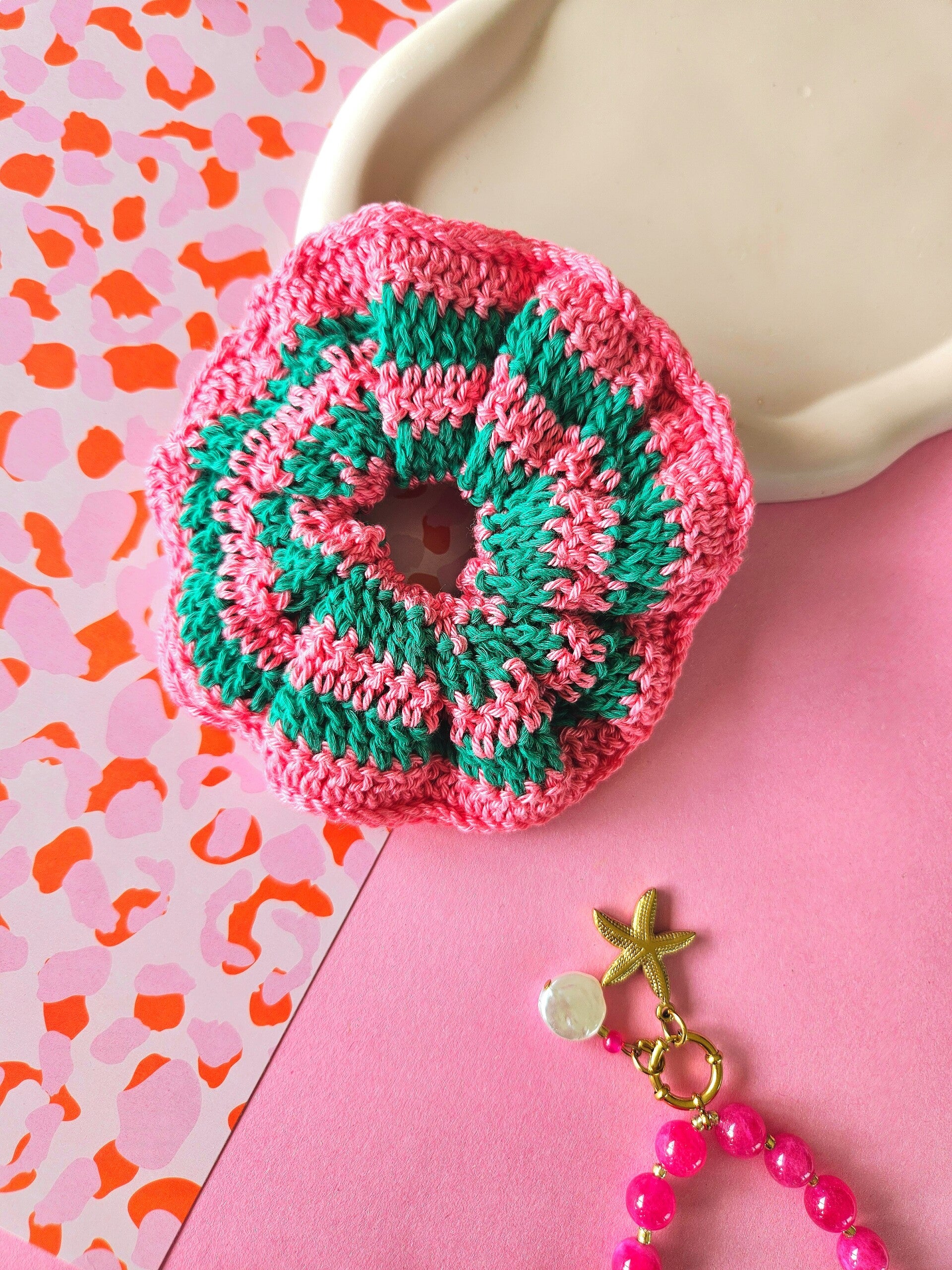 Scrunchie Dolce Vita - Groen/Roze