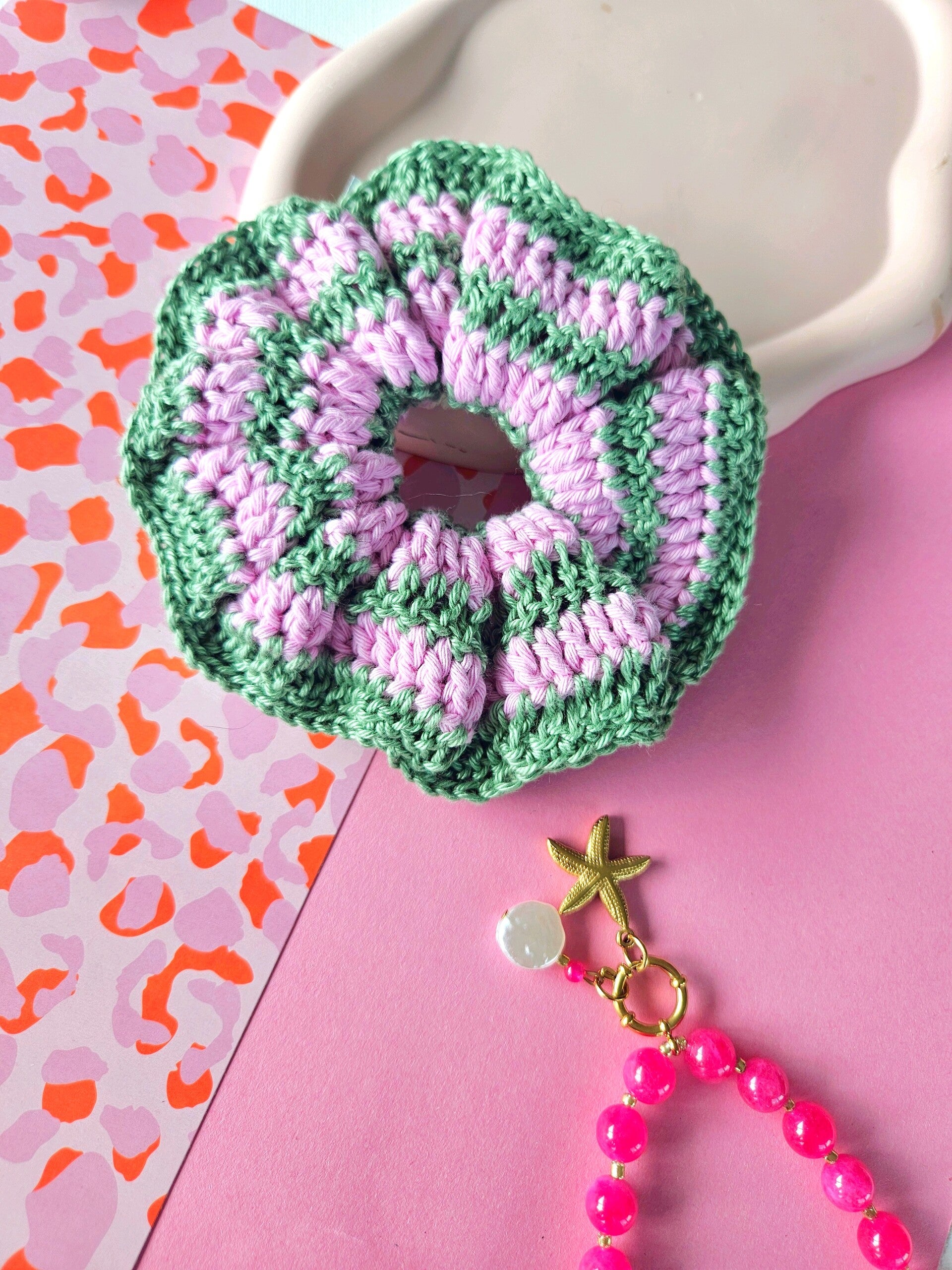 Scrunchie Matcha - Groen/Roze