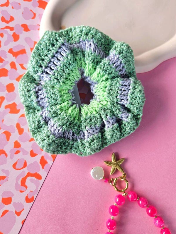 Scrunchie Steffi  - Groen/ Paars