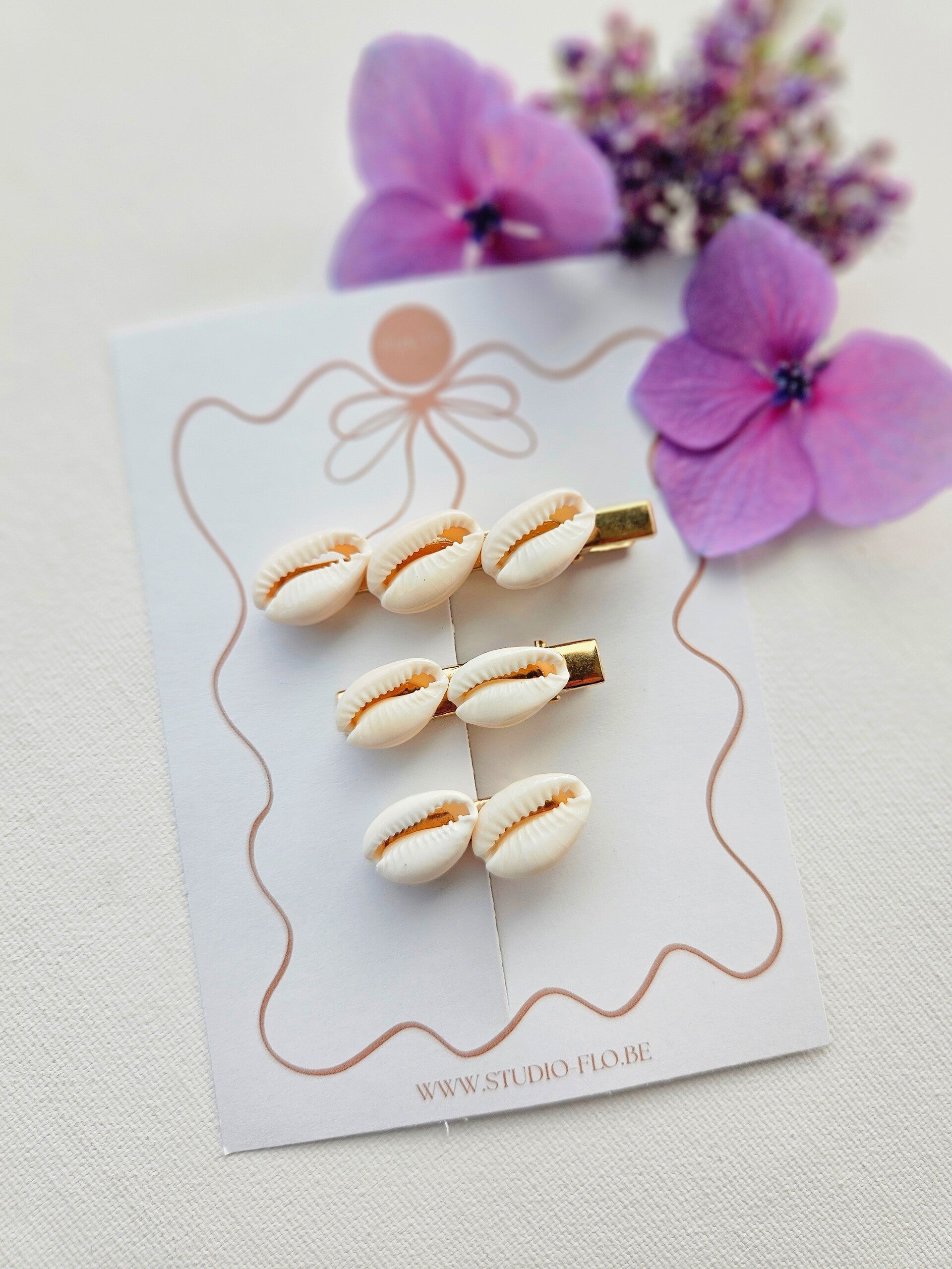 Witte Schelp Twinning - Alligatorclips