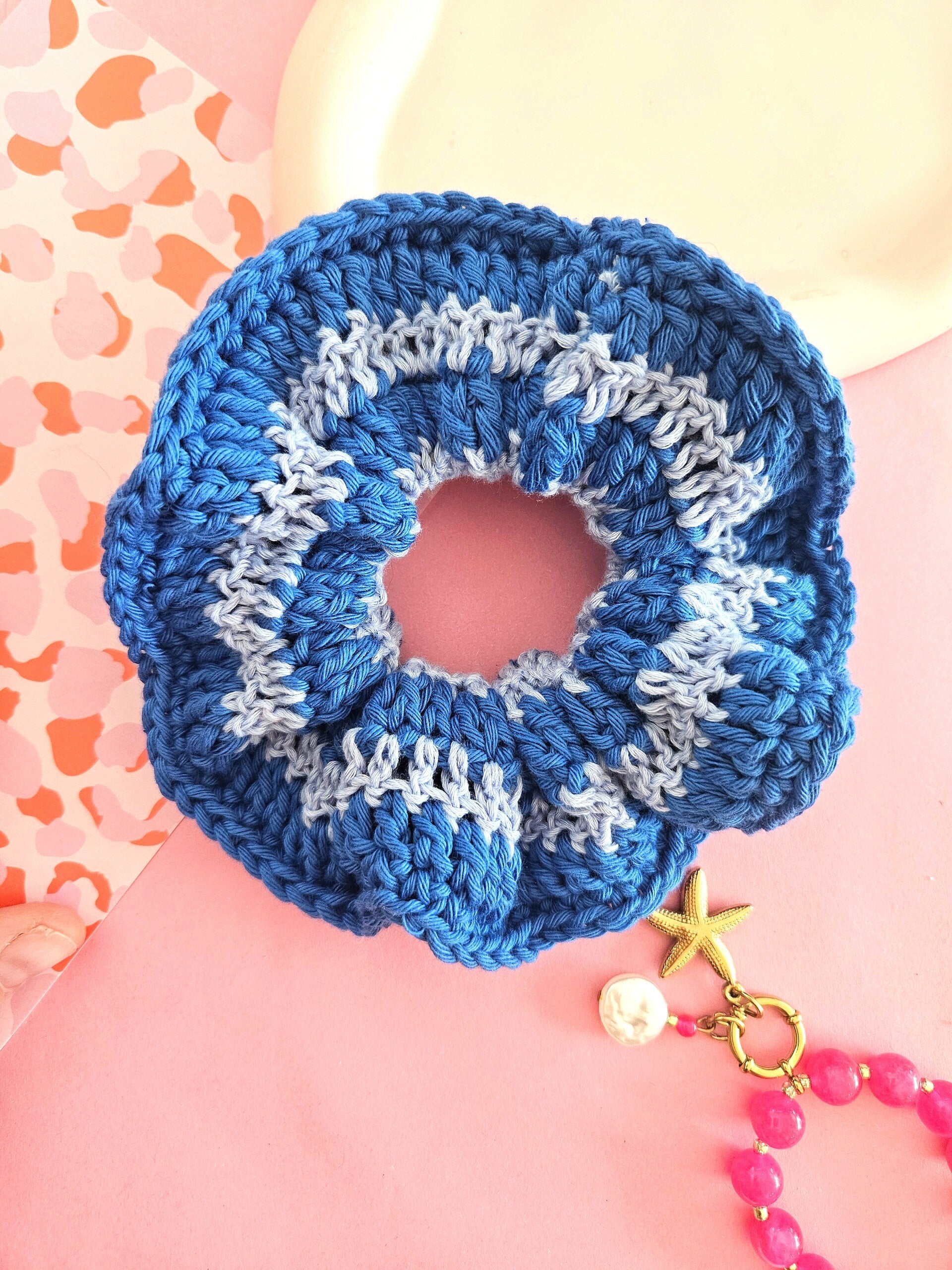 Scrunchie Blauw/ Lichtblauw