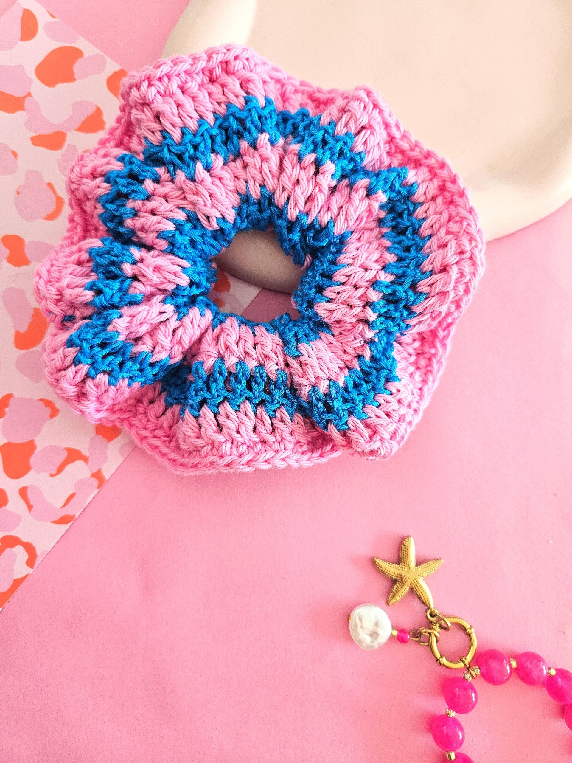 Scrunchie Roze/ Blauw