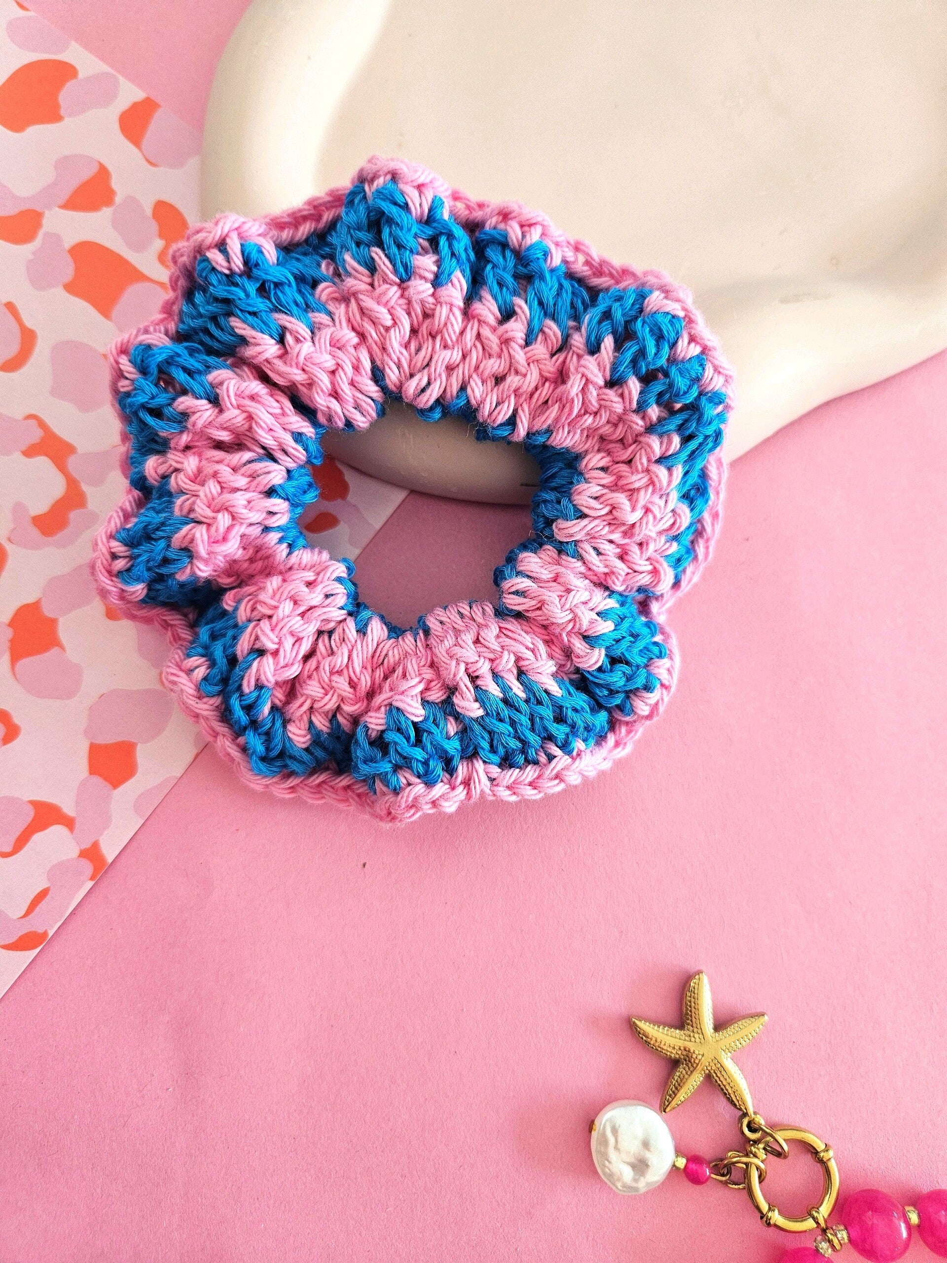 Scrunchie Roze/blauw