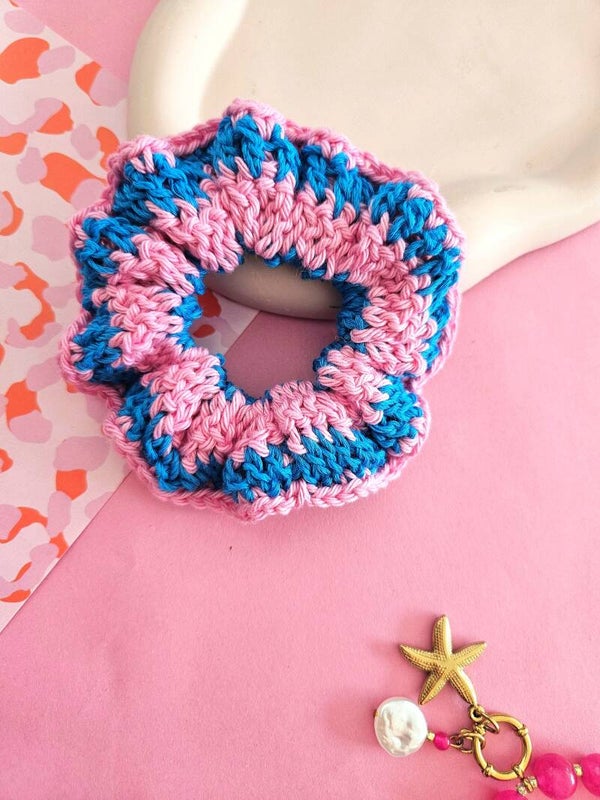 Scrunchie Roze/blauw