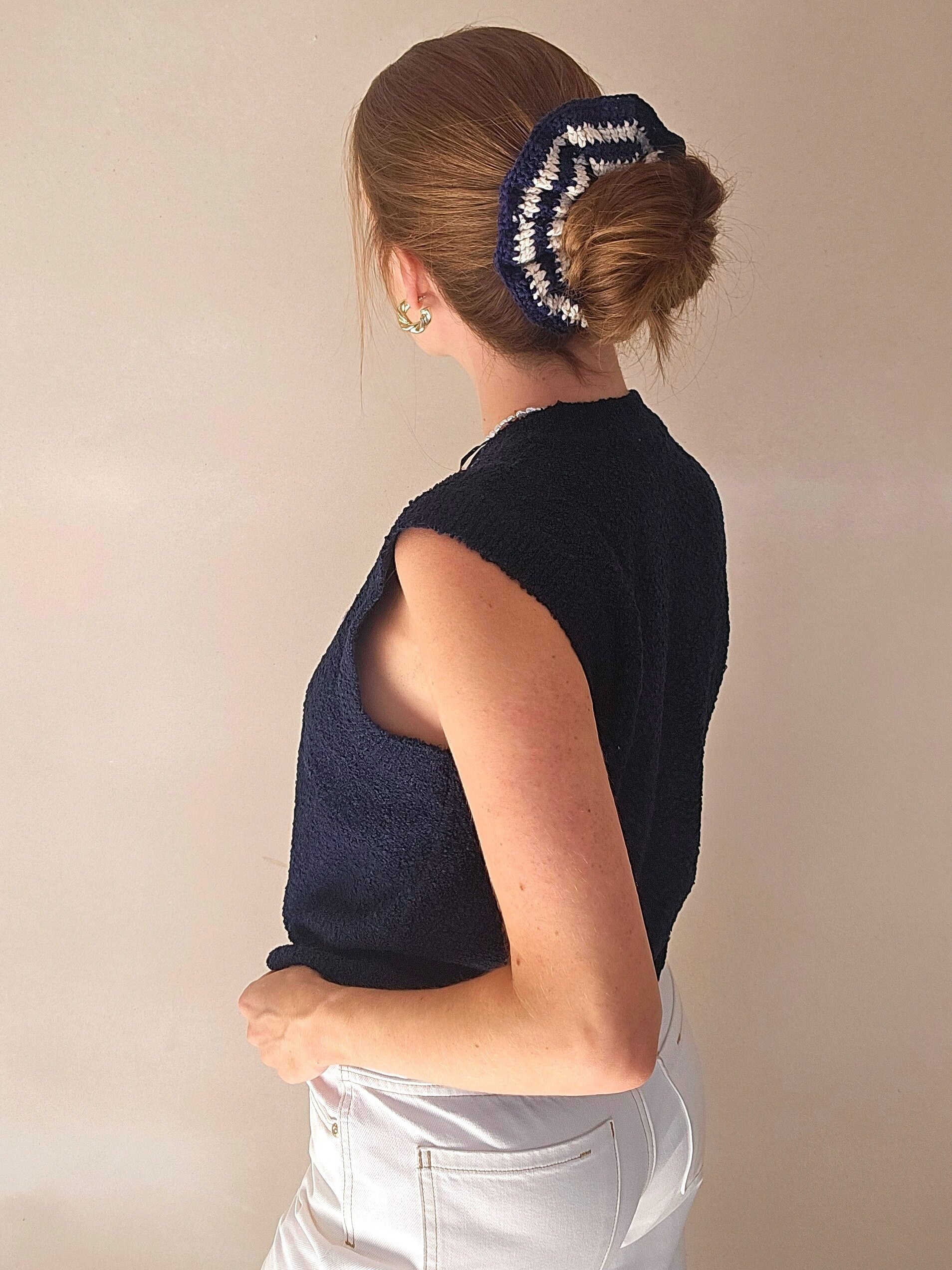 Scrunchie Greece - Marineblauw/Wit