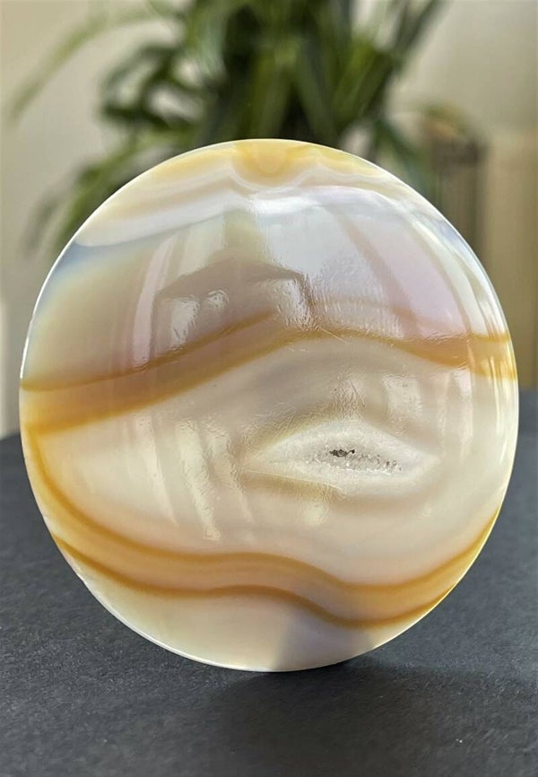 Agaat edelsteen cabochon rond, groot