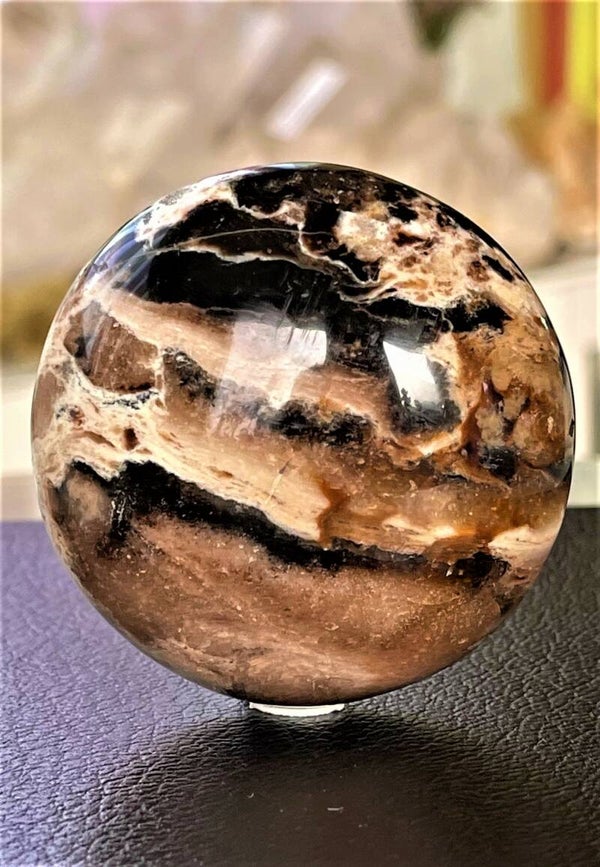 Bruine Opaal handsteen ronde kussenvorm, groot