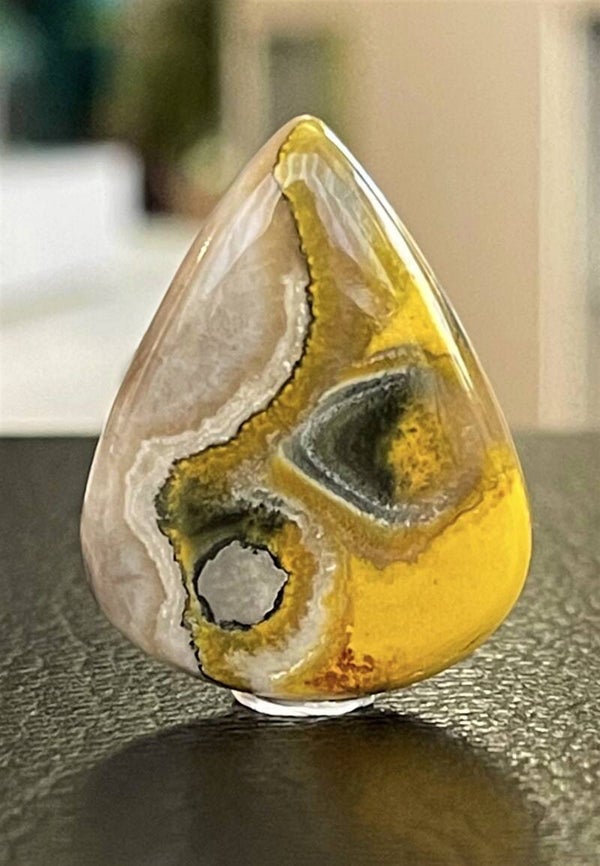 Bumble Bee Jaspis edelsteen cabochon druppel, medium