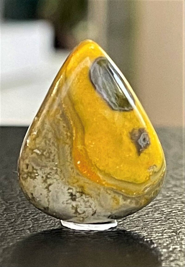 Bumble Bee Jaspis edelsteen cabochon druppel, medium
