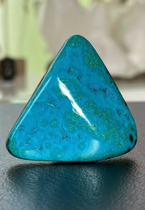 Chrysocolla en Malachiet uit Congo, één zijde gepolijst