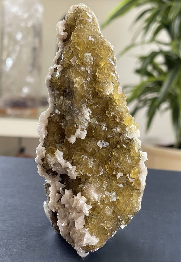 Gele Fluoriet met Dolomiet en Calciet uit Moscona Asturias Spanje ruw, medium