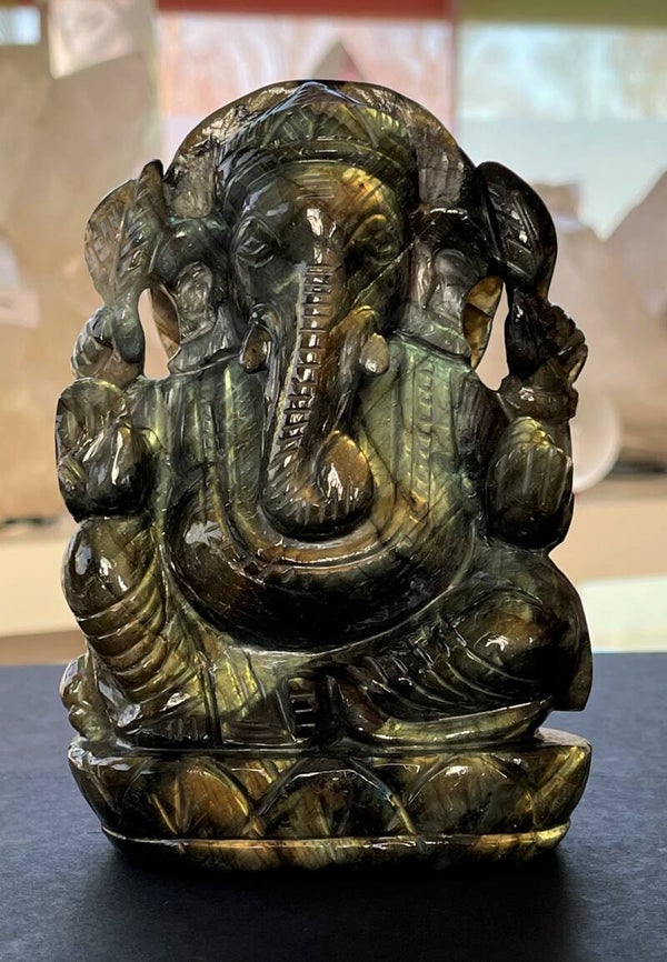 Ganesha beeld van Labradoriet, medium
