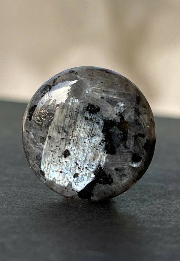 Larvikiet edelsteen cabochon rond, medium