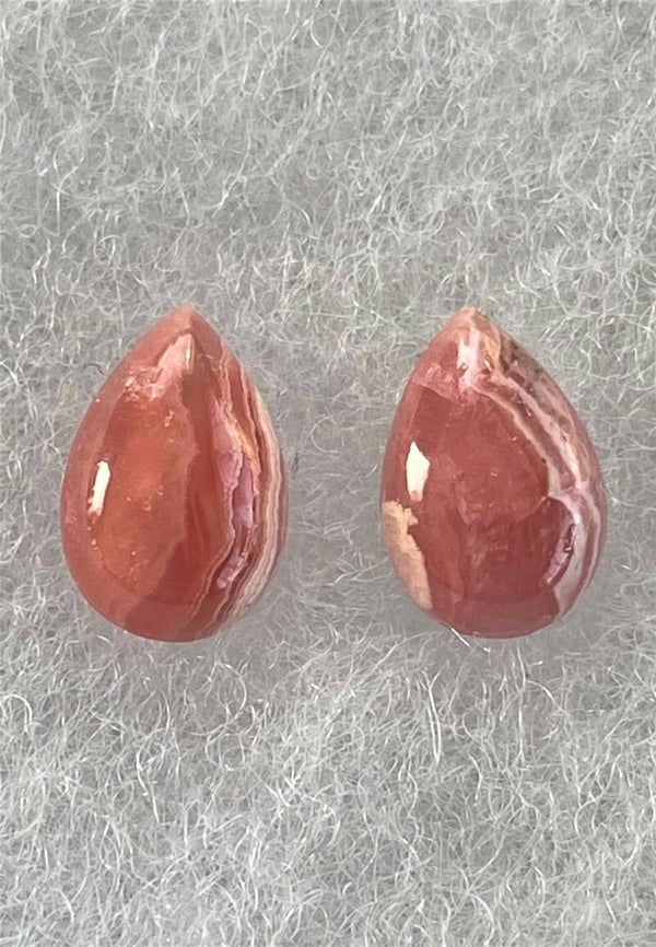 Rhodochrosiet edelsteen cabochon druppel, klein, per paar
