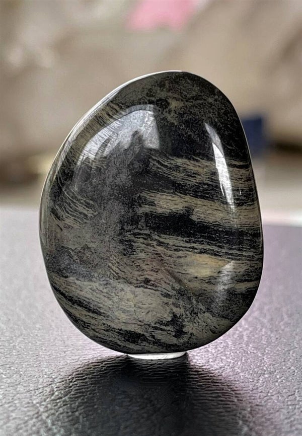 Jaspis Silverleaf knuffelsteen plat