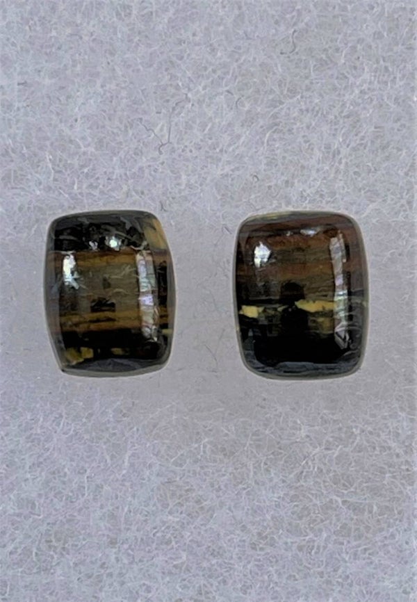 Tijgerijzer edelsteen cabochon rechthoek per paar, heel klein