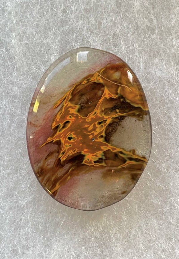 Tijgeroog synthetisch glas knuffelsteen plat