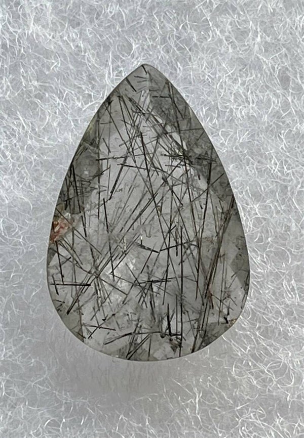 Toermalijnkwarts edelsteen facet geslepen druppel, medium