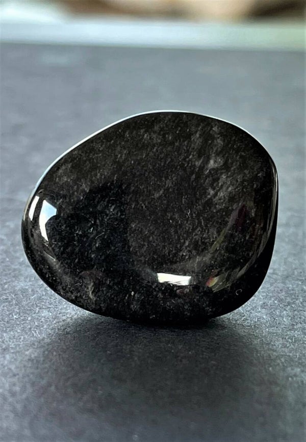 Zilver Obsidiaan knuffelsteen plat