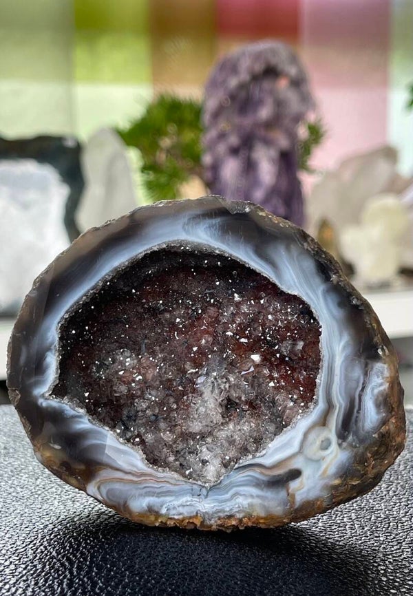 Agaat geode ruw met gepolijste rand, medium