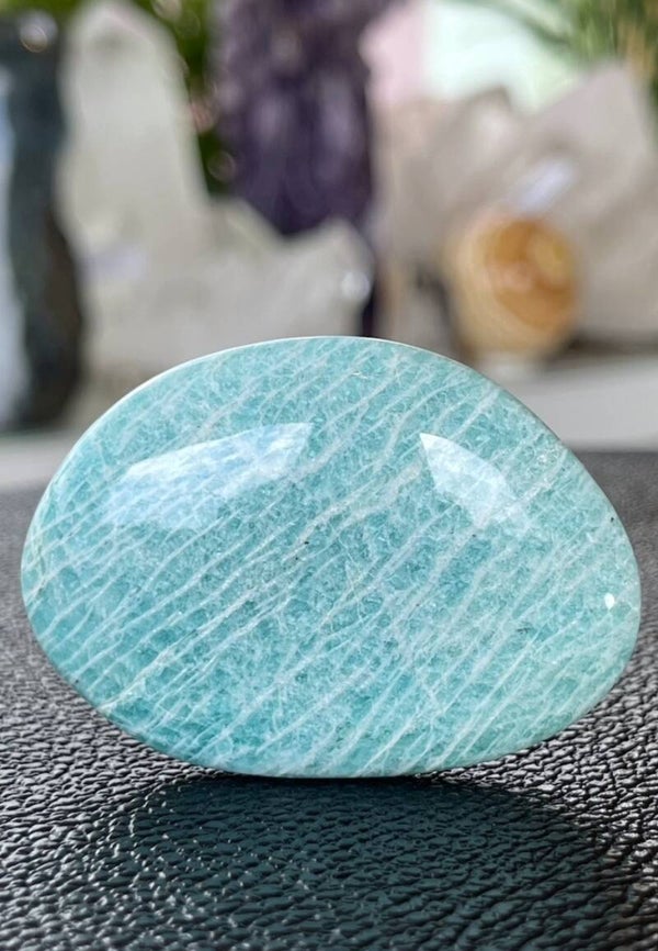 Amazoniet knuffelsteen plat, groot