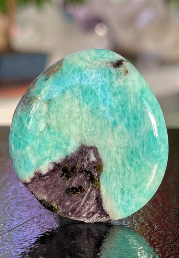 Amazoniet knuffelsteen plat