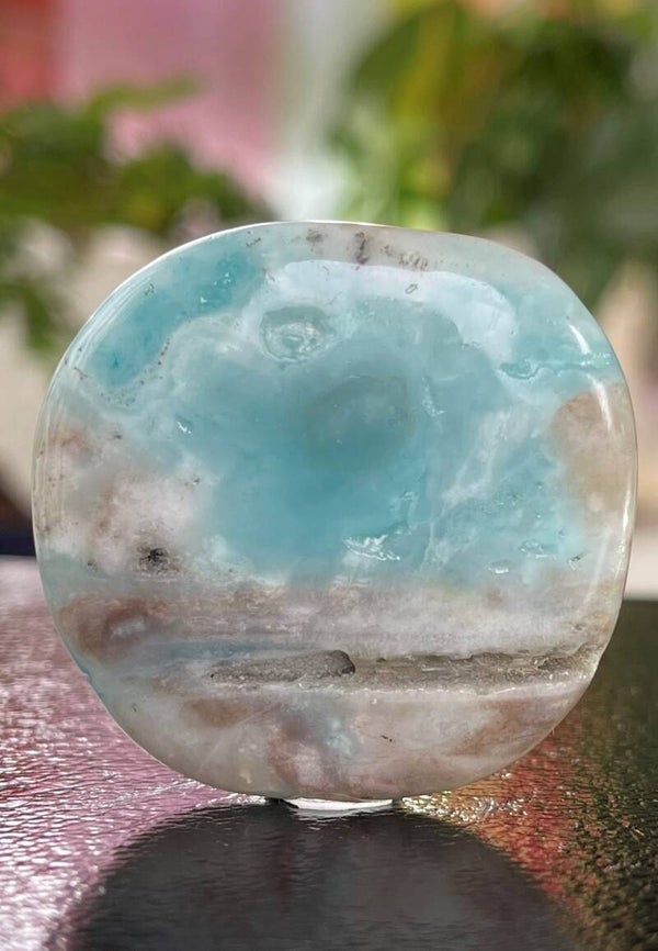 Amazoniet knuffelsteen plat, groot