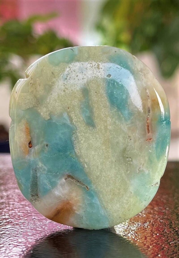 Amazoniet knuffelsteen plat