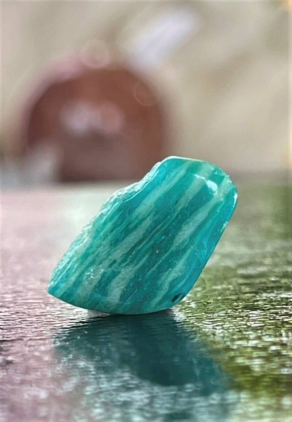 Amazoniet trommelsteen plat, klein